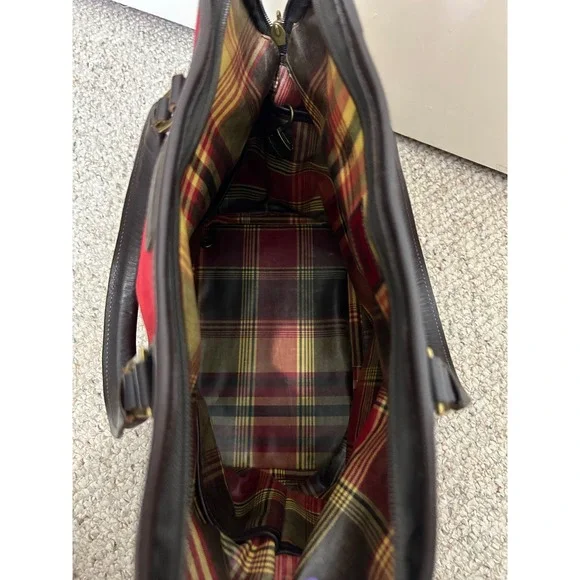 Vintage Hartmann Red Canvas Leather Trim‎ Satchel Doctor Bag Tartan Lining - Picture 3 of 5